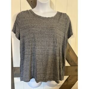 Lane Bryant Shirt Women 18/20 Gray Short Sleeve Tunic Plus Size Ladies Slit Back
